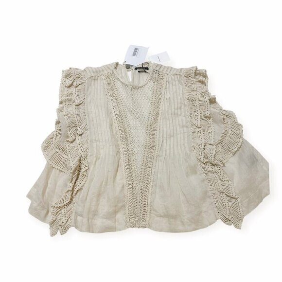 Isabel Marant Roya Sleeveless Lattice-Lace Neck Blouse, Size  FR 44/US 12 - Picture 6 of 13